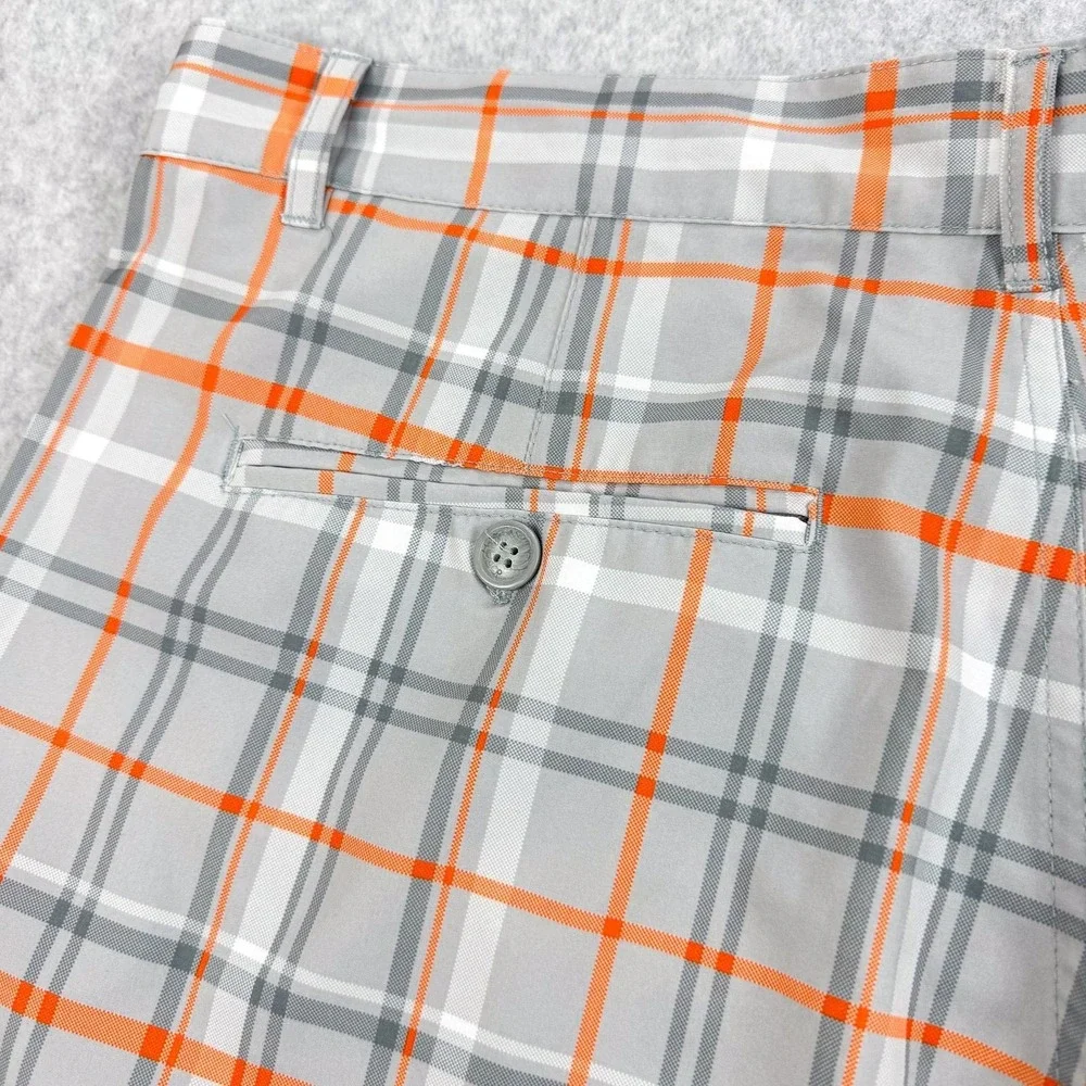 Op Shorts Mens 38 Gray Plaid Microfiber Chino OPFLEX 4 Way Stretch Beach 40x6